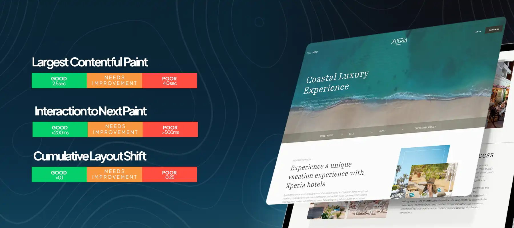 Core Web Vitals & Site Speed Audit Core Web Vitals and site speed audit graphic showing performance metrics and loading optimization checks