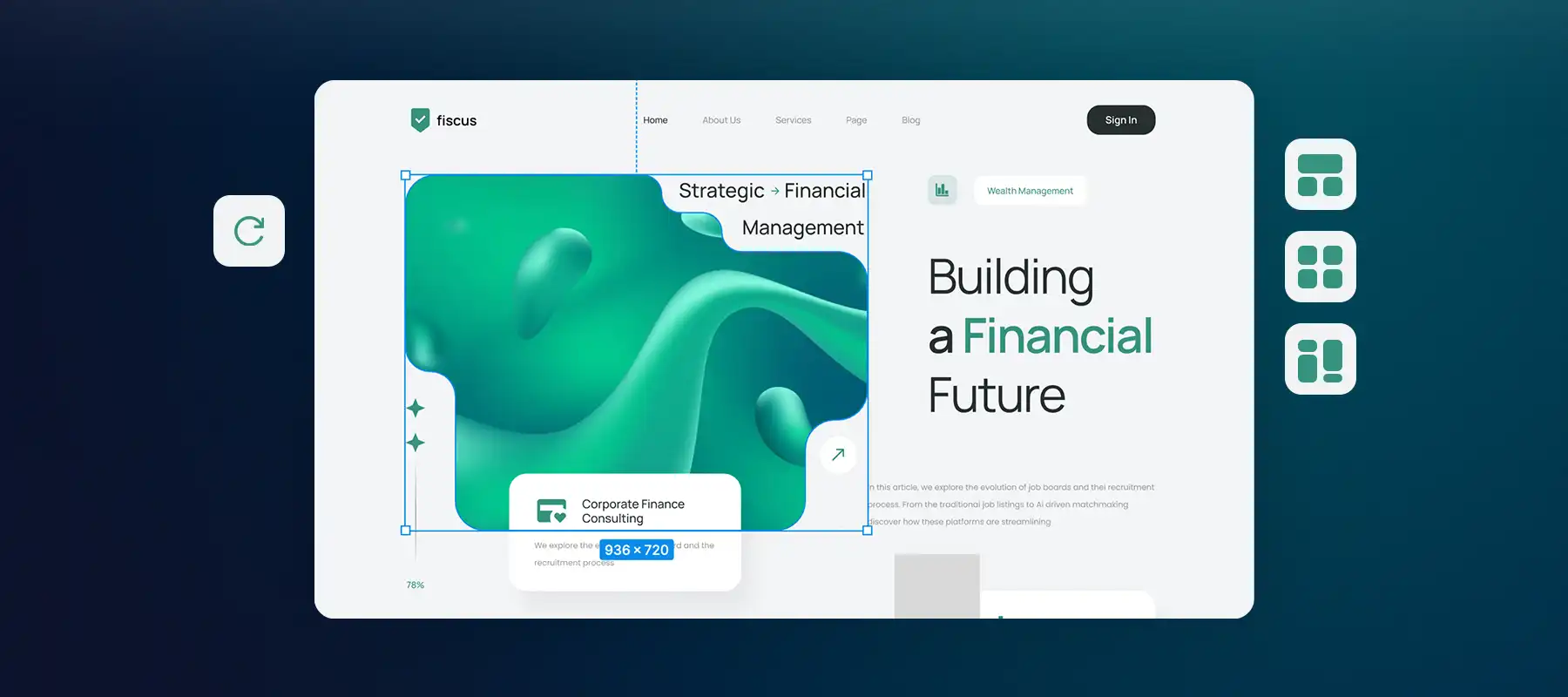 How to Align Website Design With Brand Guidelines Website design editor adjusting layout and visuals to align with brand guidelines.