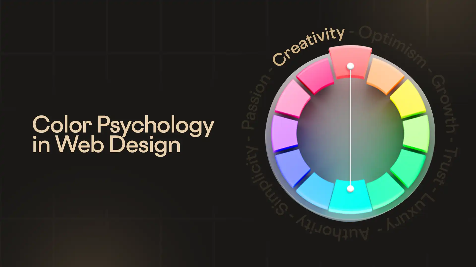 Color psychology wheel illustrating how different colors influence emotions and user perception in web design interfaces.